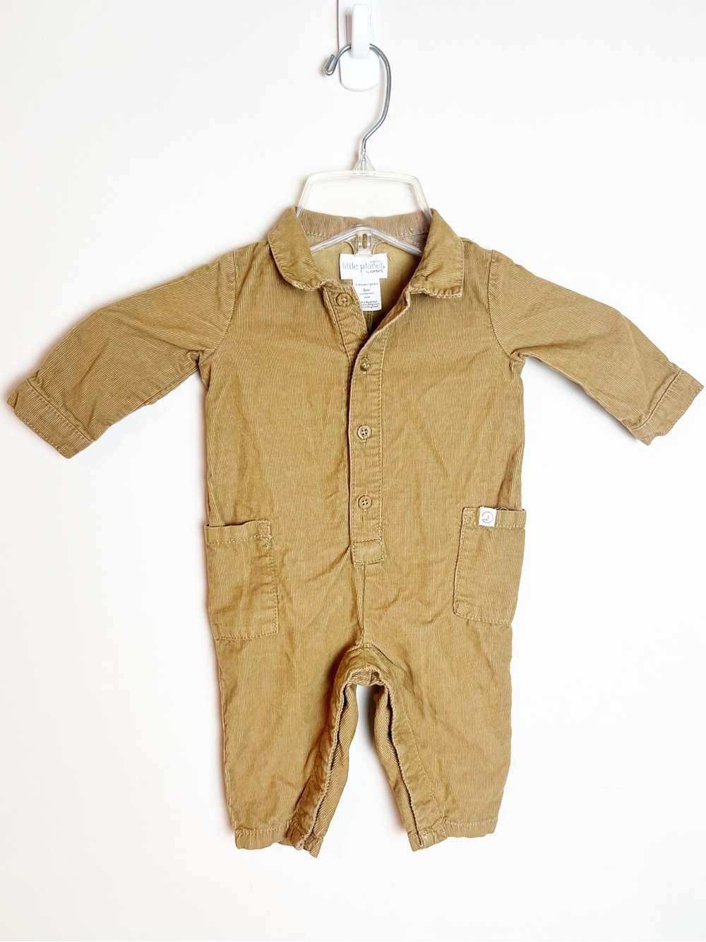 Little Planet Organic Cotton Corduroy Jumpsuit Baby Boy 6M Khaki 6 Months